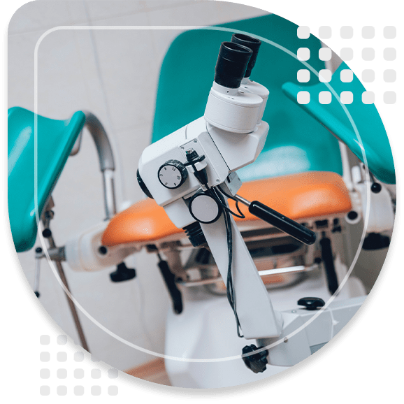 Gynecology colposcopy in clinic. Medical background