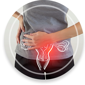 uterus problems visualisation on woman`s body