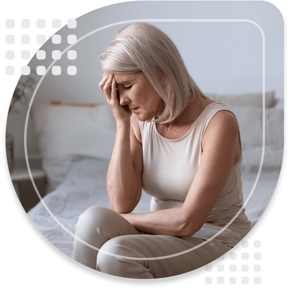 Old female feels unhappy upset health or personal problems