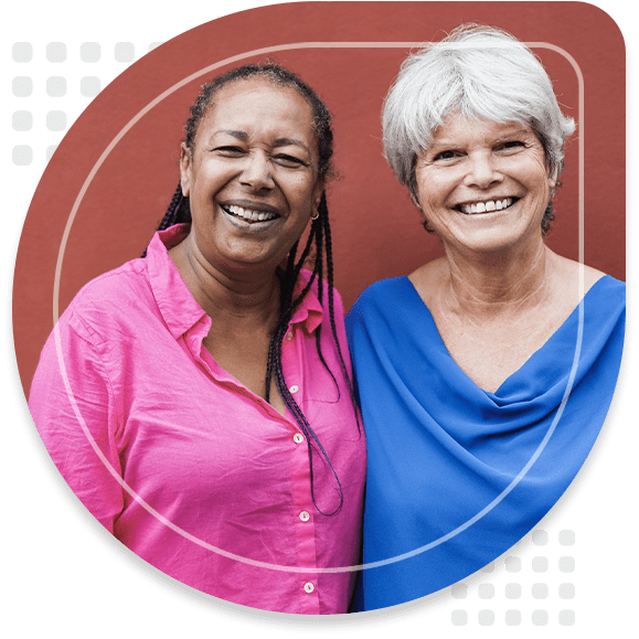Multiracial senior women looking and smiling on camera - Elderly people friendship concept