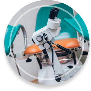 Gynecology colposcopy in clinic. Medical background