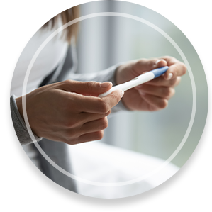 Close up of young woman hold in hands positive or negative pregnancy test thinking pondering, millennial female expecting baby undergo fertility infertility treatment, IVF, future maternity concept