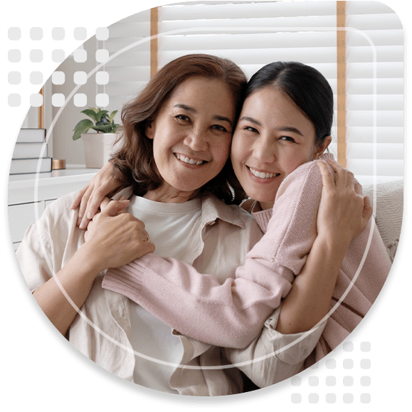 Attractive beautiful mum sit at cozy sofa couch living room