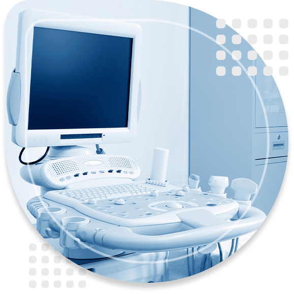 Interior of examination room with ultrasonography machine in hospital